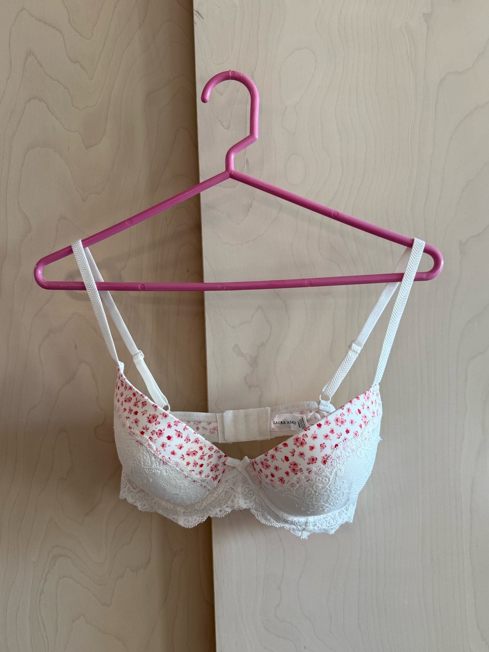 Laura Ashley White Bra with Pink Floral Accents